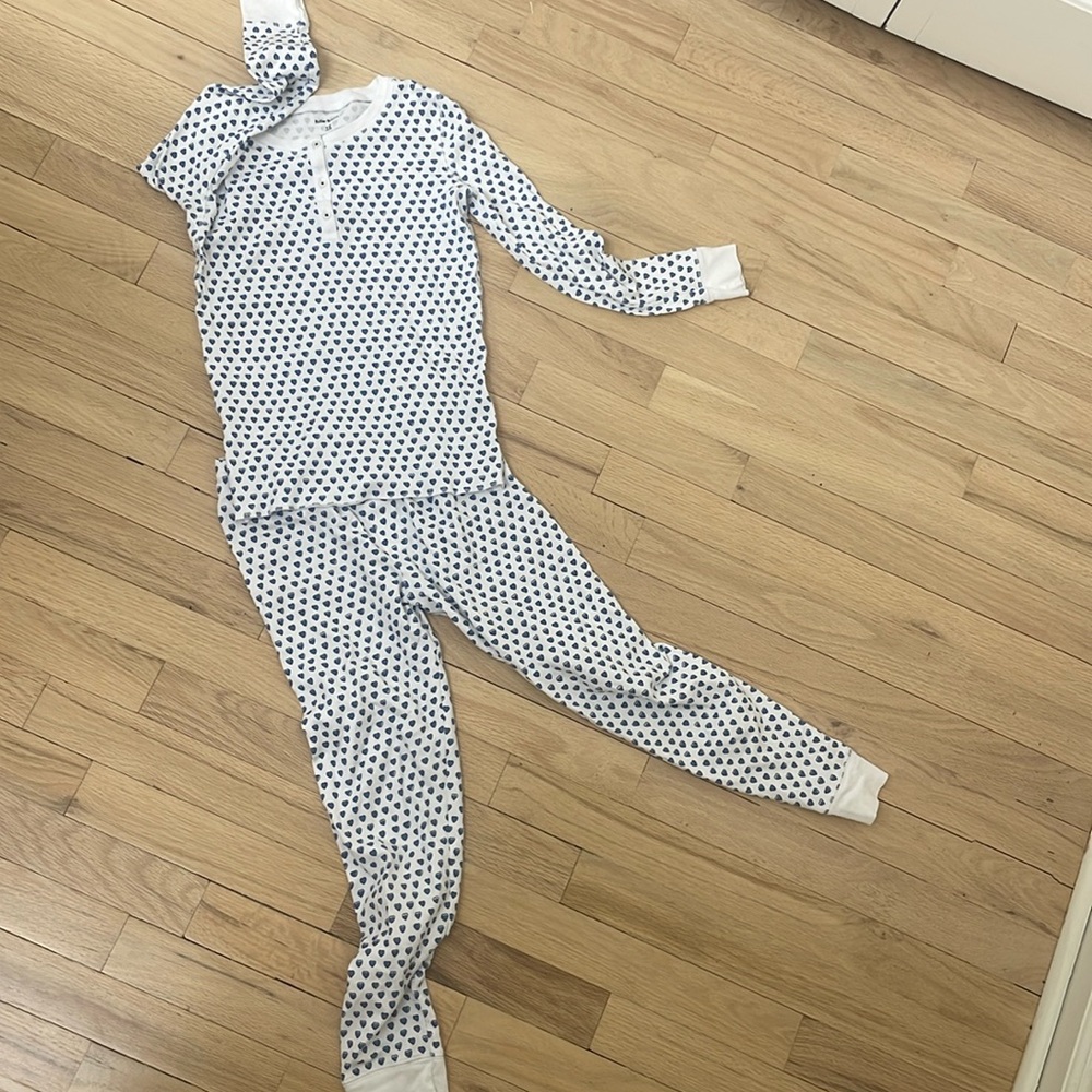 Blue heart, roller rabbit, kids PJ set